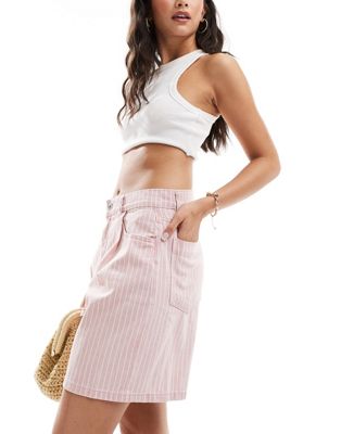 stripe denim shorts in pink