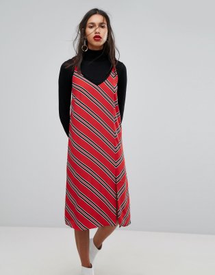 mango red striped dress