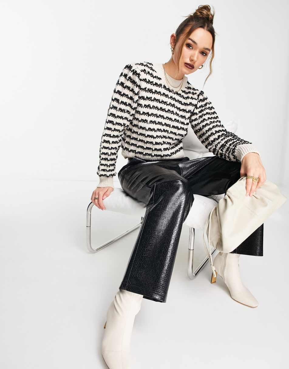 <b>Mango</b> stripe jumper in <b>black</b> and white, 4 of 4.