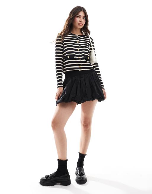 Mango stripe knitted cardigan with gold buttons in white, 2 of 4