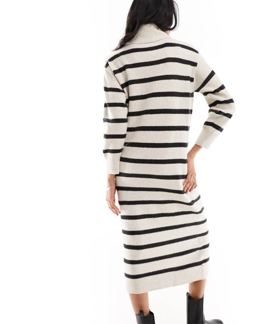 Mango stripe knitted maxi dress in beige | ASOS