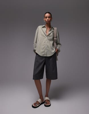 Mango stripe shirt in white and green