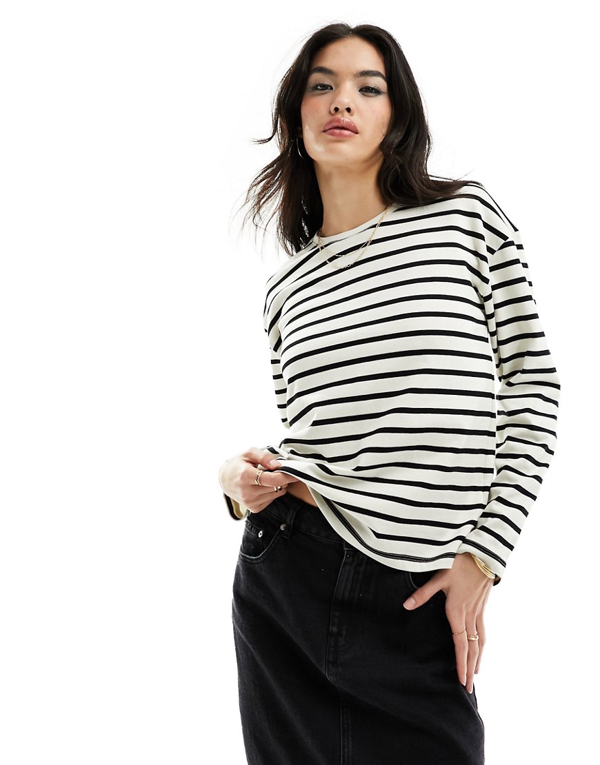Mango stripe sweatshirt in black & white