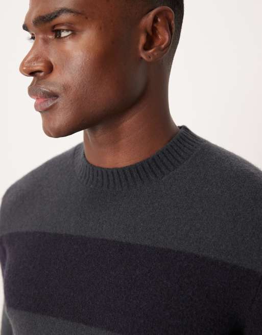 Mango striped knitted polo jumper in blue, 5 of 5