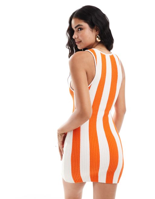 Orange and white striped dress best sale