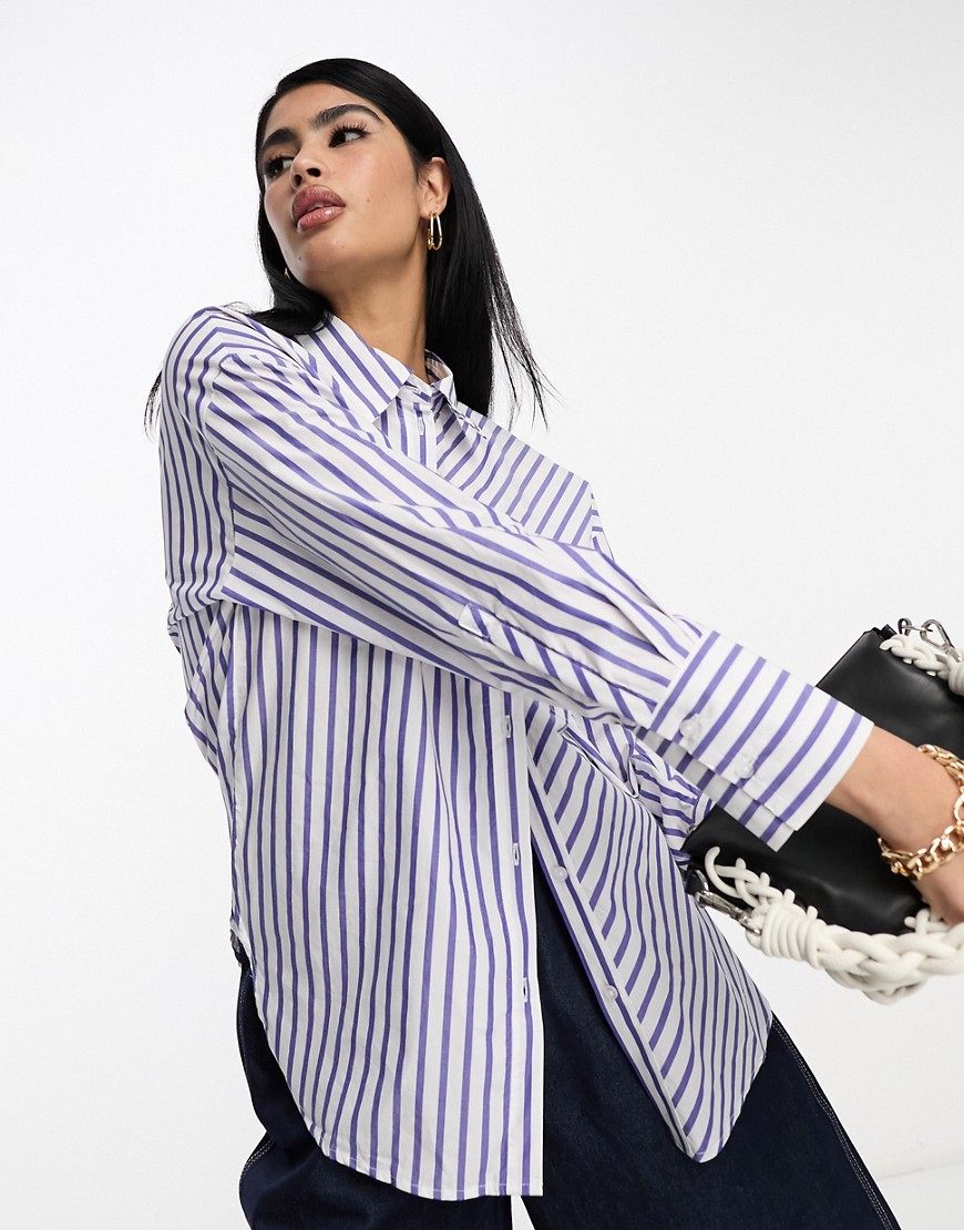 Mango striped shirt in white and blue-Multi