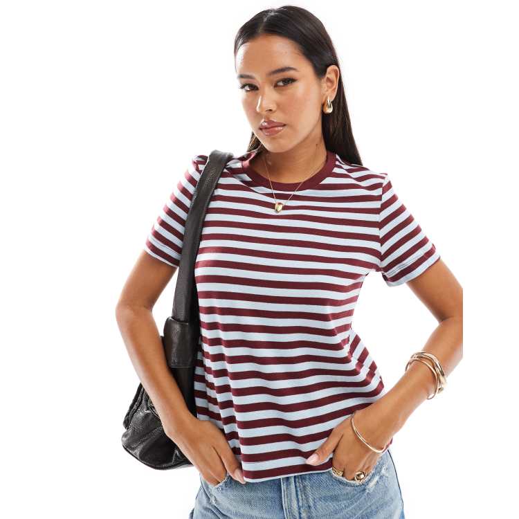 tシャツ Striped T-Shirt レディース 2025 New Striped T-shirts Women Top Tee Summer Cotton Short
