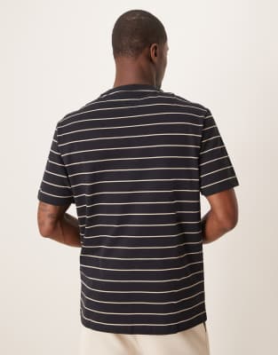 Mango Striped T-shirt In Navy