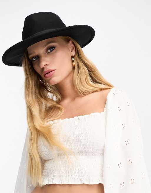 Mango structured fedora hat in black