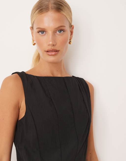 Mango structured fit and flare mini dress in black 