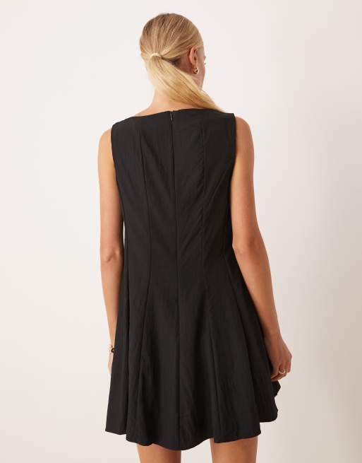 Mango structured fit and flare mini dress in black 
