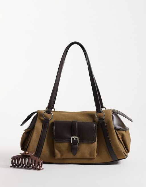Mango structured shoulder bag with in khaki, 2 of 4