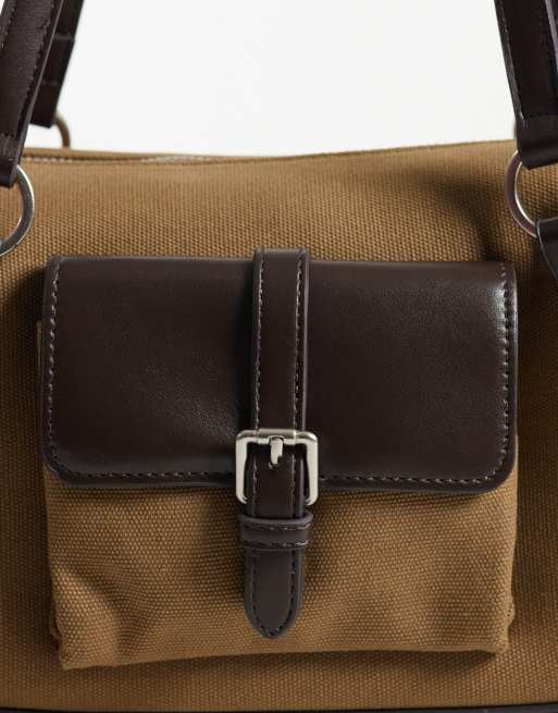 Mango structured shoulder bag with in khaki, 3 of 4