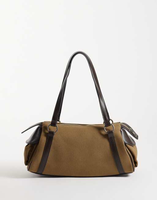 Mango structured shoulder bag with in khaki, 4 of 4