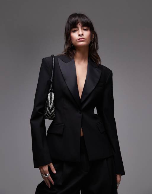 Mango structured shoulder blazer co-ord in black ASOS