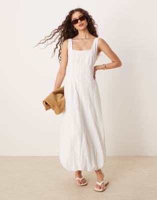 Mango Structured Soft Bubble Hem Cotton Midaxi Dress