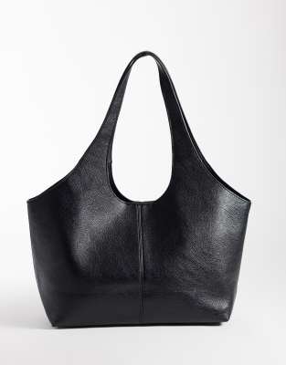 Mango Structured Tote Bag In Black