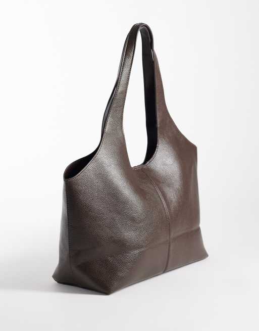 Mango strukturerad toteväska i choklad, 4 av 4
