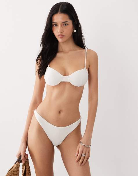 Mango – Strukturierte Bikinihose in Weiß - view 1