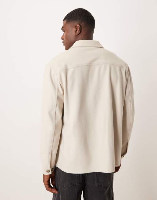 Mango – Strukturierte Woll-Hemdjacke in Creme, 3 von 5