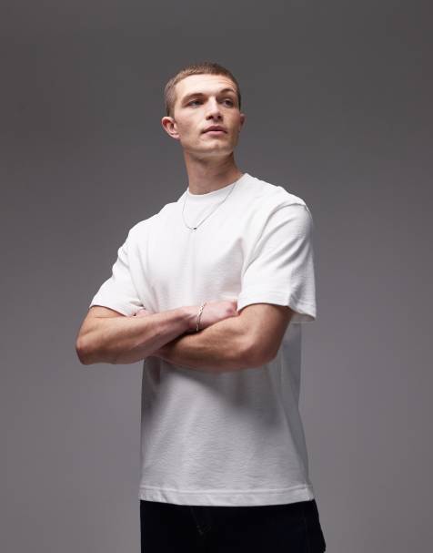 Mango – Strukturiertes Regular Fit T-Shirt in Weiß - view 1