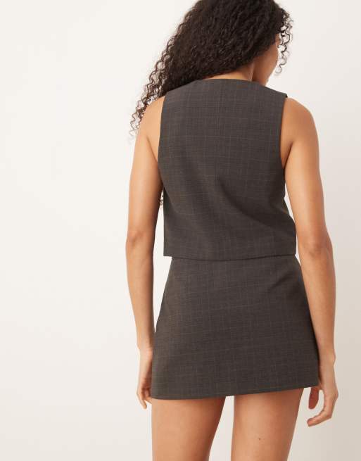 Mango – Stuard – Eleganter, karierter Minirock in Grau, Kombiteil, 4 von 5