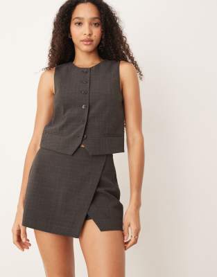 Mango Stuard Tailored Mini Skirt In Gray