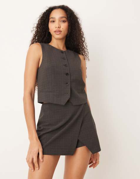 Mango Stuard tailored vest in gray plaid - part of a set - view 1