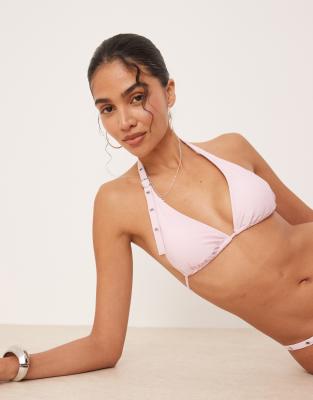 Mango Stud Details Halter Bikini Top