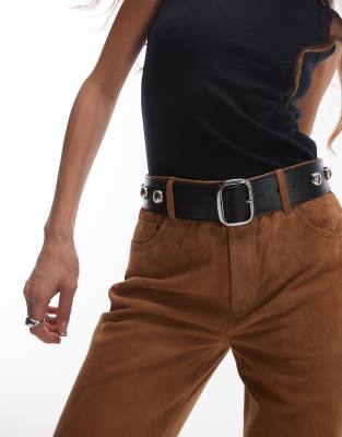 Mango Mango studded low waisted belt in black