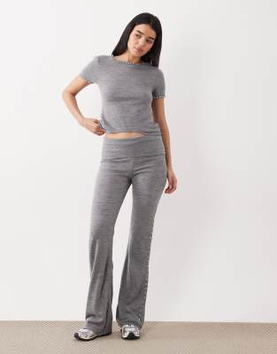 Mango Studis Knitted Short Sleeve Top With Studs Co-ord In Multi