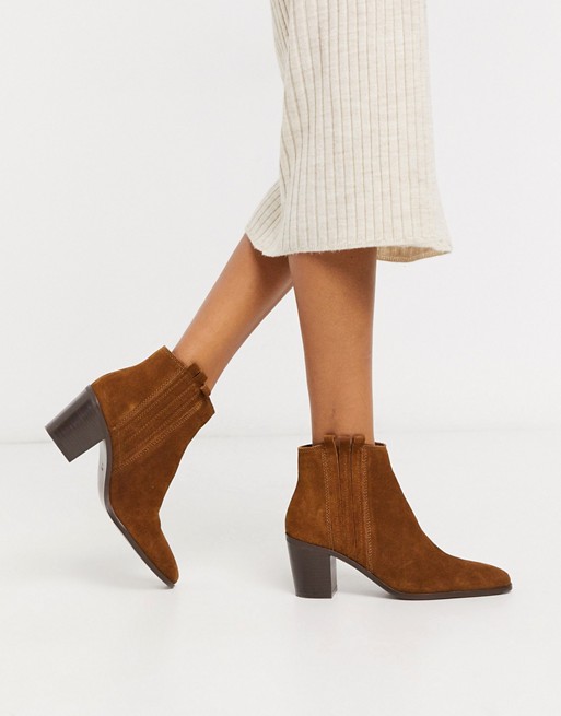 Mango suede ankle boots in tan | ASOS