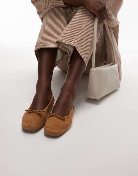 Mango suede ballet pump in tan - view 1