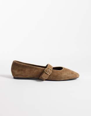 Mango Suede Buckle Strap Pumps In Brown