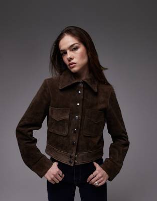 Mango Suede Jacket In Tan-brown