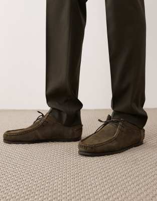  suede lace up shoe in khaki