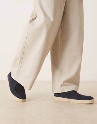 Mango Suede Lace Up Shoes With Contrast Sole In Blue