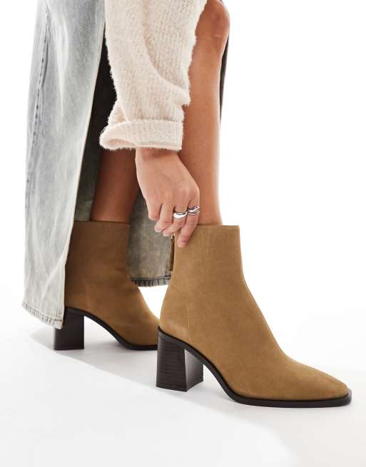 Mango suede look boots in brown