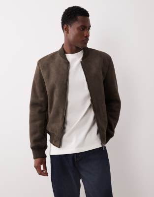 Mango Suede Look Harrington Jacket In Brown