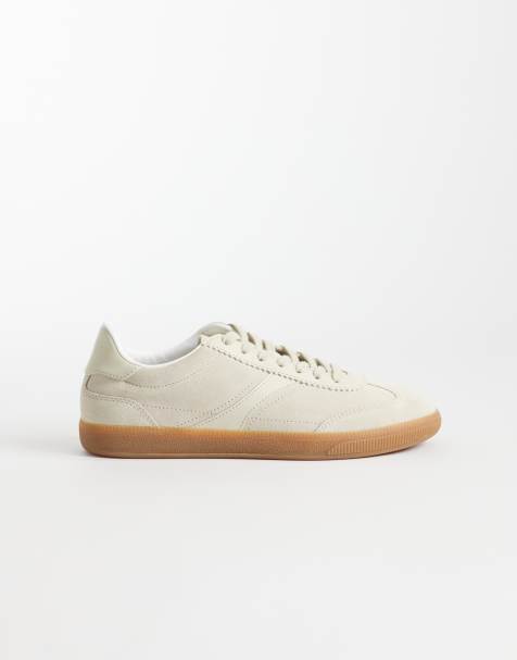 Mango suede mix gum sole trainer in beige - view 1