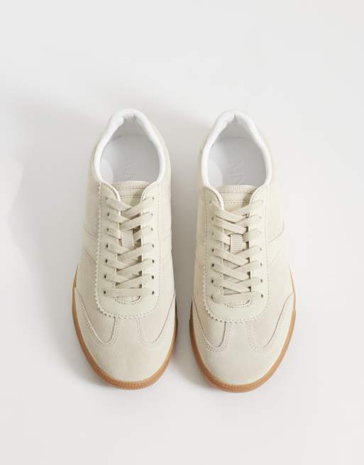 Mango suede mix rubber sole sneakers in beige, 2 of 5