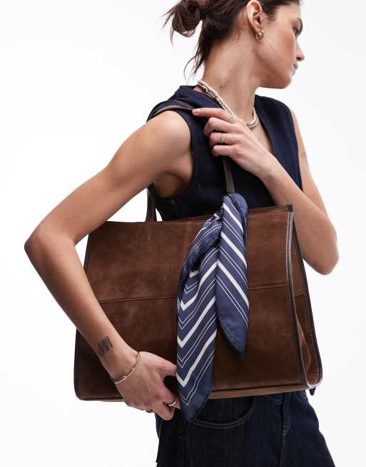Mango suede shoulder bag in dark brown, 2 of 4