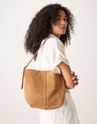 Mango Suede Shoulder Bag With Adjustable Strap