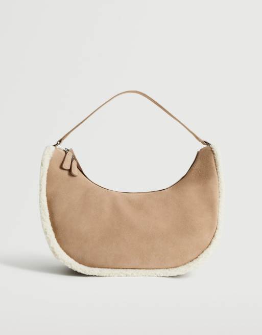 Mango Chain Suede Handbag in Brown