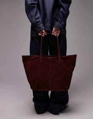 Mango Suede Shoulder Tote Bag In Red