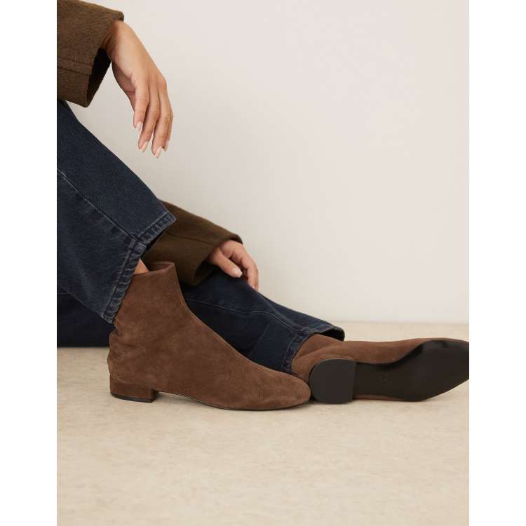 Mango - Suede ankle boots with round toe Chocolate - 7 - Woman