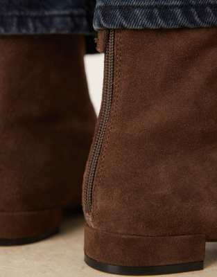 Mango Suede Slim Fit Ankle Boots In Brown