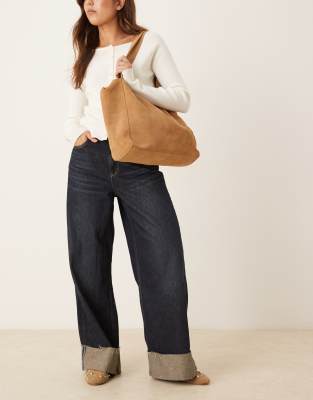 Mango Suede Tote Bag In Brown