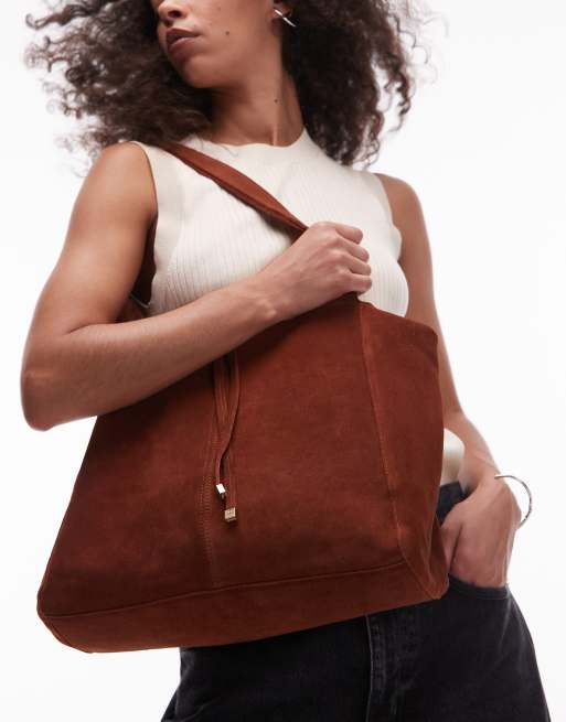 Mango - Suède tote tas met strikdetail en rits in gebrand oranje, 3 van 4
