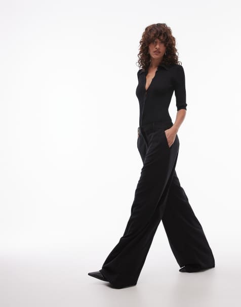 Mango suit detail contrast jumpsuit in black - view 1